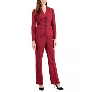 NEW LE SUIT notched collar 3-button long sleeve jacket & mid-waist pant set in r